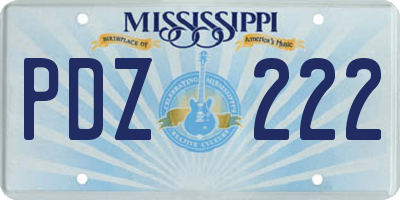MS license plate PDZ222