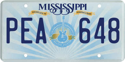 MS license plate PEA648