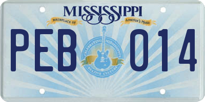 MS license plate PEB014