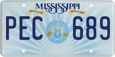 MS license plate PEC689