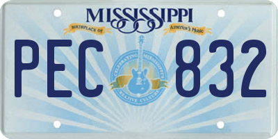 MS license plate PEC832