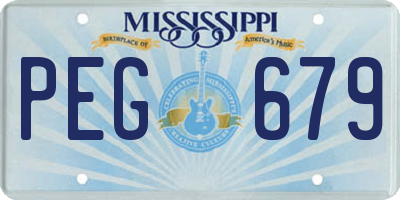 MS license plate PEG679