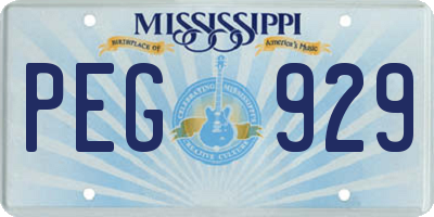 MS license plate PEG929