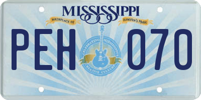 MS license plate PEH070