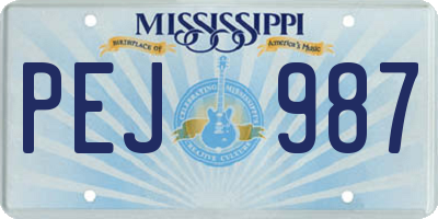 MS license plate PEJ987