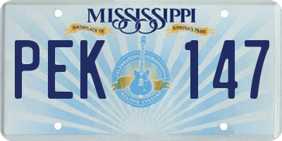 MS license plate PEK147