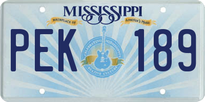 MS license plate PEK189