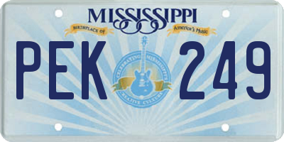 MS license plate PEK249