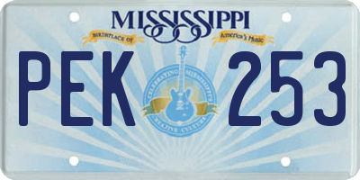 MS license plate PEK253