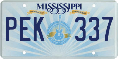 MS license plate PEK337