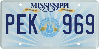 MS license plate PEK969