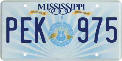 MS license plate PEK975