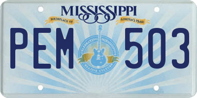 MS license plate PEM503