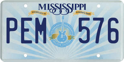 MS license plate PEM576