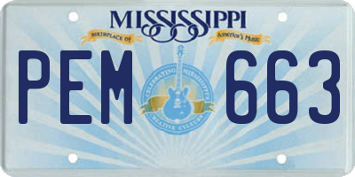 MS license plate PEM663