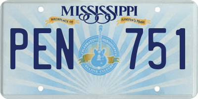 MS license plate PEN751