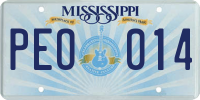 MS license plate PEO014