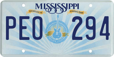 MS license plate PEO294