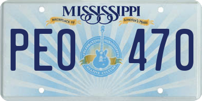 MS license plate PEO470