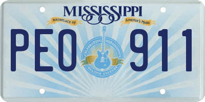 MS license plate PEO911