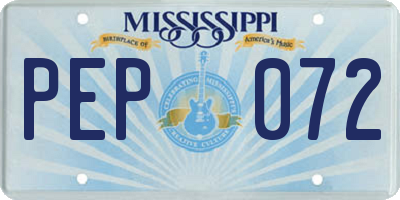 MS license plate PEP072