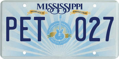 MS license plate PET027
