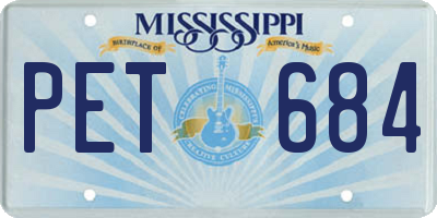 MS license plate PET684