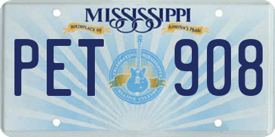 MS license plate PET908