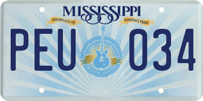 MS license plate PEU034