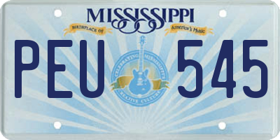 MS license plate PEU545