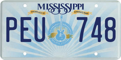 MS license plate PEU748