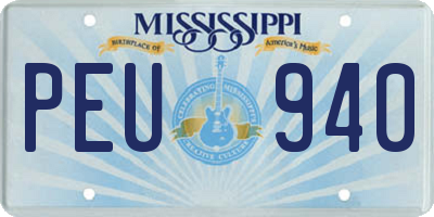 MS license plate PEU940
