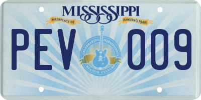 MS license plate PEV009