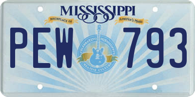 MS license plate PEW793