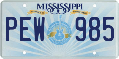 MS license plate PEW985