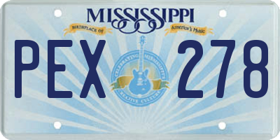 MS license plate PEX278