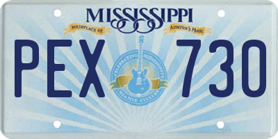 MS license plate PEX730