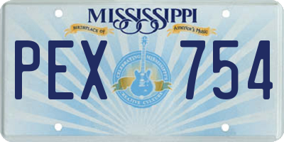 MS license plate PEX754