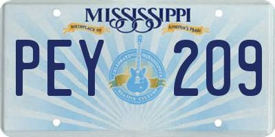 MS license plate PEY209
