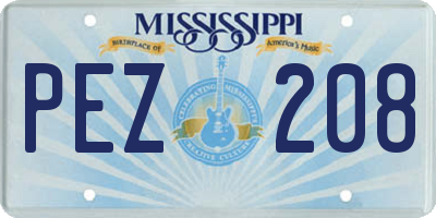 MS license plate PEZ208