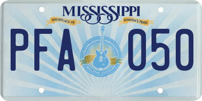 MS license plate PFA050