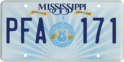 MS license plate PFA171