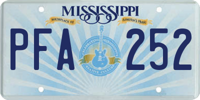 MS license plate PFA252