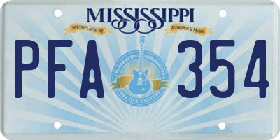 MS license plate PFA354
