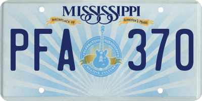 MS license plate PFA370