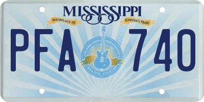 MS license plate PFA740