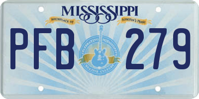 MS license plate PFB279