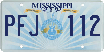 MS license plate PFJ112