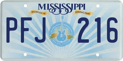 MS license plate PFJ216