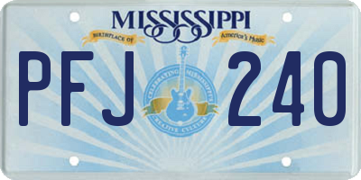 MS license plate PFJ240